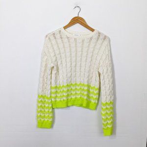 3/15 Abound Chevron Stripe Pointelle Sweater Green